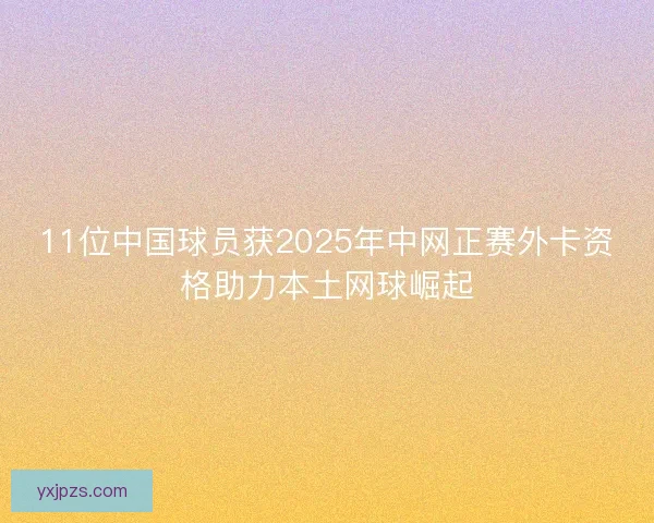 11位中国球员获2025年中网正赛外卡资格助力本土网球崛起