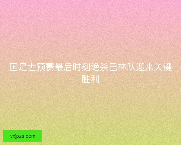 国足世预赛最后时刻绝杀巴林队迎来关键胜利